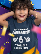 Awesome 6 Year Old 6Th Birthday Shirt Gifts for Girls Boys Youth Kids T-Shirt